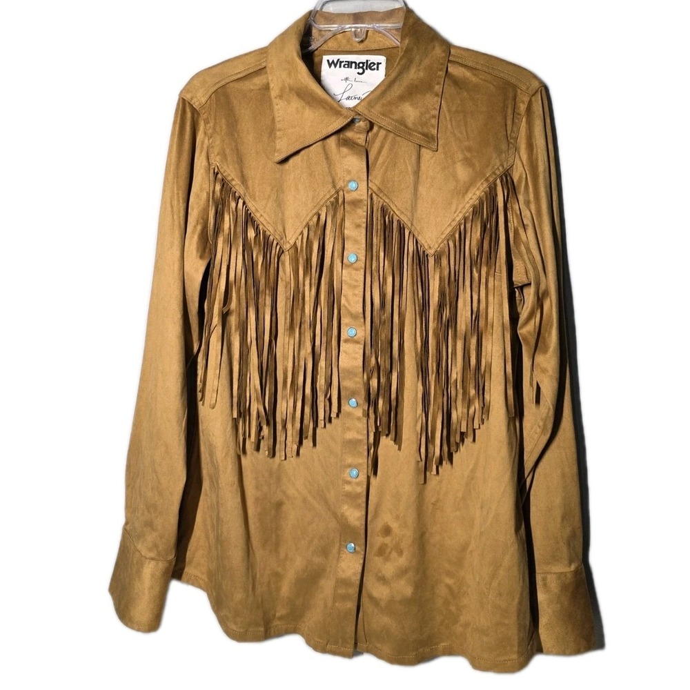 Wrangler‎ X Lainey Wilson Womens Sz Lg Fringe Long Sleeve  Snap Western Shirt